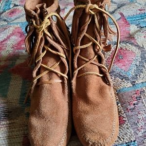 Minnetonka Fringed Ankle Boots
